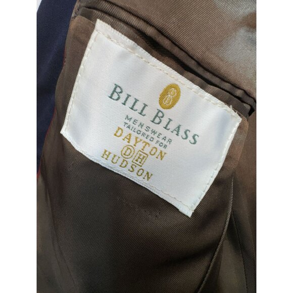 Bill Blass Mens Old Money Wool Blazer Suit Jacket Navy Blue Gold Button - Picture 3 of 13